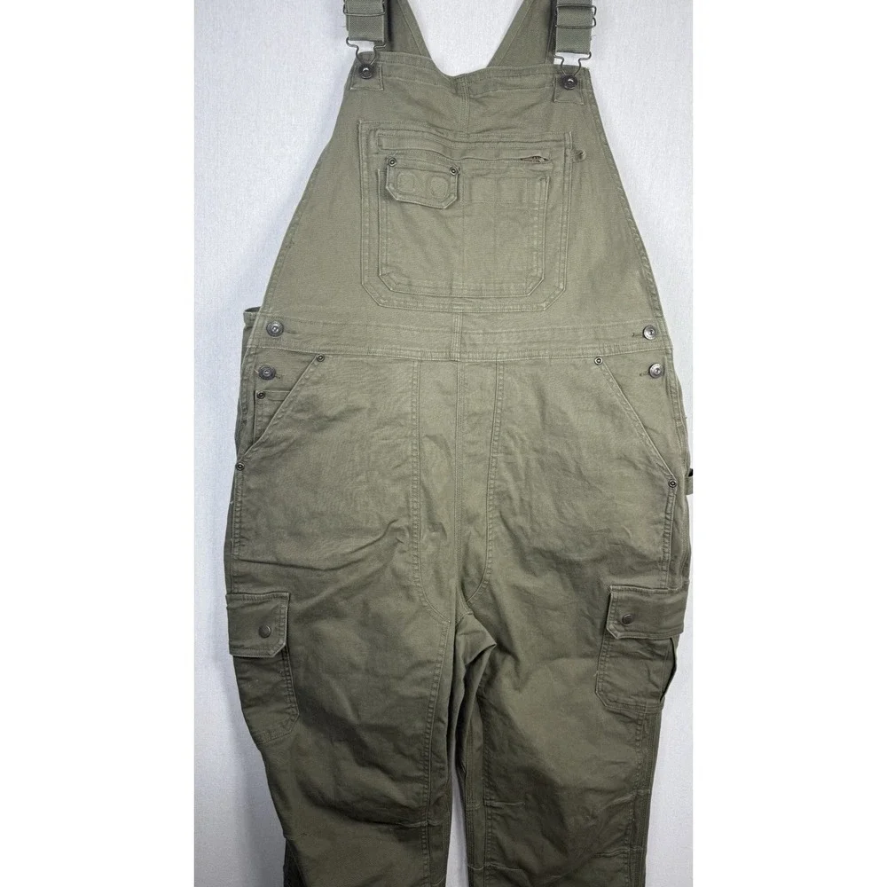 Duluth Trading Co DuluthFlex Fire Hose Bib Overalls Olive Green Womens XL-29 - Picture 4 of 11